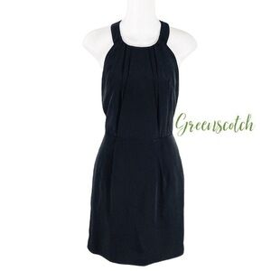 NWT BCBGeneration Black pleated open back halter sheath dress 6 ZZ26